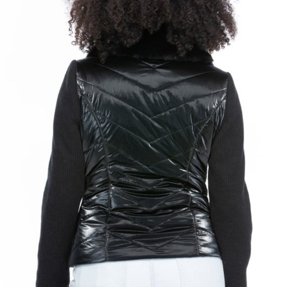 Coalition LA Black Knit-sleeved Metallic Jacket - Picture 5 of 6